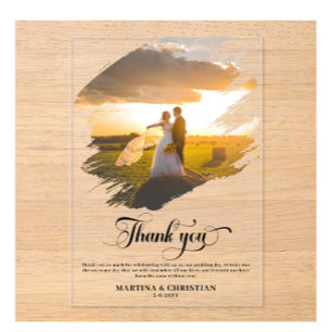 Invitaciones Acrílicas Agradecimiento de boda con foto moderna
