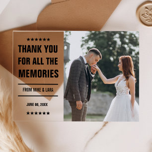 Invitaciones Acrílicas Agradecimiento de Boda de Foto Minimalista en Negr