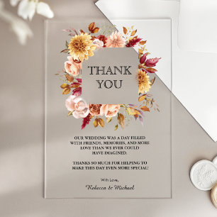 Invitaciones Acrílicas Agradecimiento de boda floral de terracota de Borg