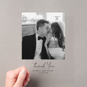 Invitaciones Acrílicas Agradecimiento de Foto de Boda