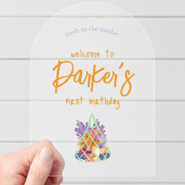 Invitaciones Acrílicas Agricultores Frescos Comercian Bebé Primer Cumplea