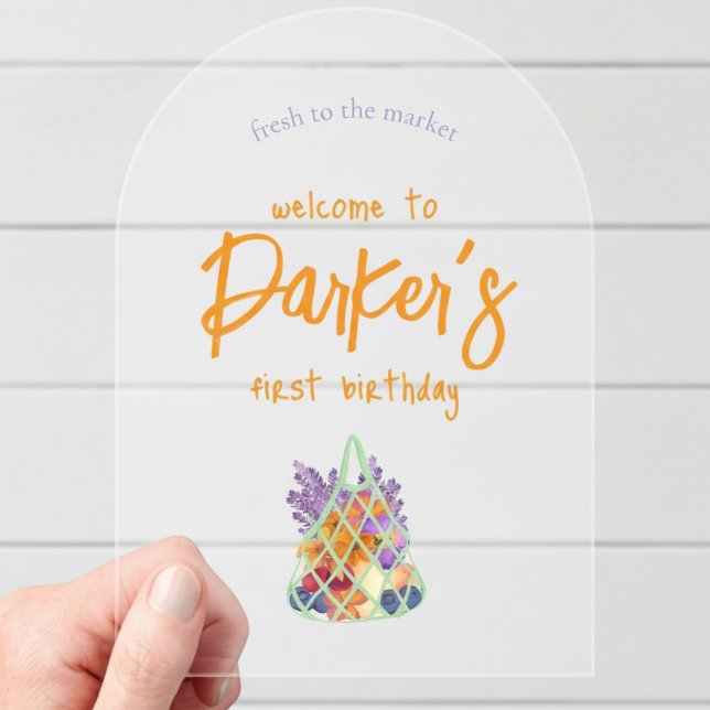 Invitaciones Acrílicas Agricultores Frescos Comercian Bebé Primer Cumplea (Celebrate your little one’s first birthday with a fresh and vibrant theme! )
