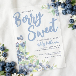 Invitaciones Acrílicas Aguas Dulces de Arándanos Fiesta de Bebé
