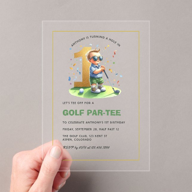 Invitaciones Acrílicas Agujero en un campo de golf (Insitu (portátil))