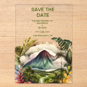 Invitaciones Acrílicas Ahorre la fecha de boda de destino en Costa Rica a