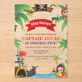 Invitaciones Acrílicas Ahoy Matey Boys Pirate Nacimiento
