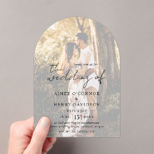 Invitaciones Acrílicas Aimee Rustic Script Moderno Boda