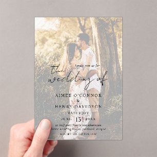 Invitaciones Acrílicas Aimee Rustic Script Moderno Boda