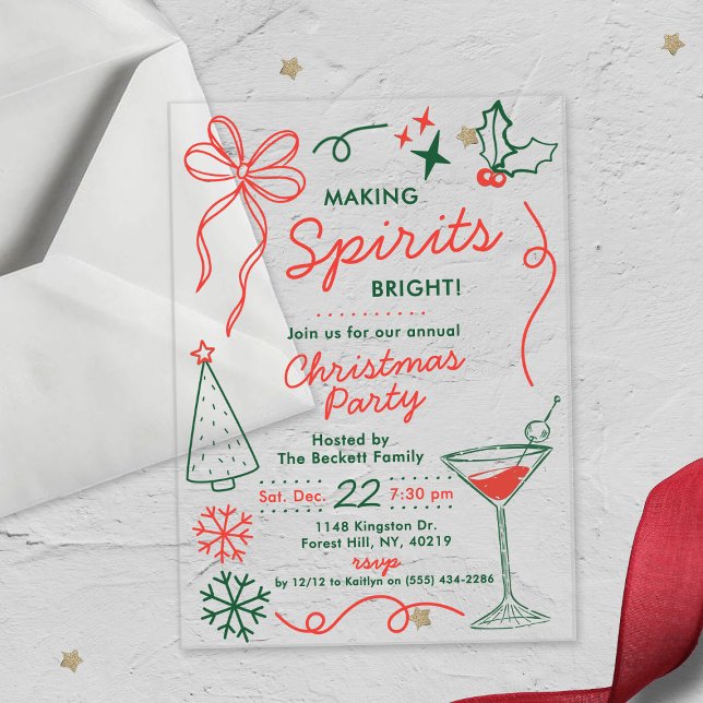 Invitaciones Acrílicas Alegrando Espíritus | Fiesta de Cócteles Navideños (Subido por el creador)