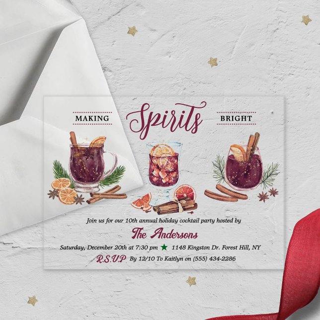 Invitaciones Acrílicas Alegrando Espíritus | Fiesta de Cócteles Navideños (Subido por el creador)