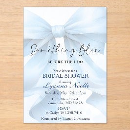 Invitaciones Acrílicas Algo Azul antes de hacer Baby Shower de Novia