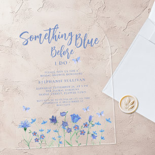 Invitaciones Acrílicas Algo azul antes de hacer ducha de novia