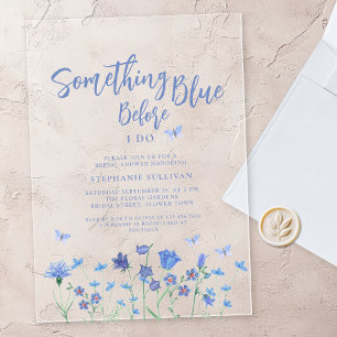 Invitaciones Acrílicas Algo Azul antes de hacer ducha de novia