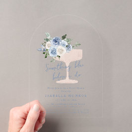 Invitaciones Acrílicas Algo Azul Antes De Hacer Ducha De Novias Florales