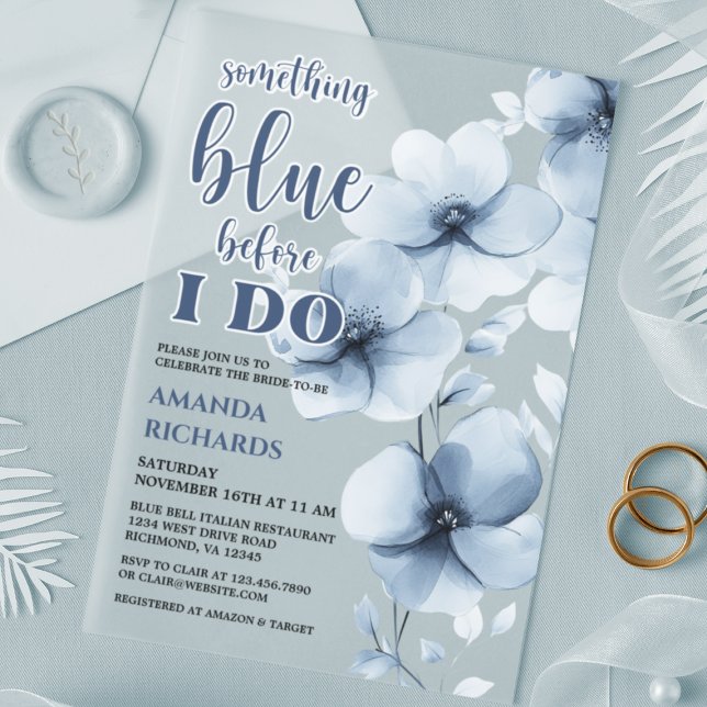 Invitaciones Acrílicas Algo Azul Antes De Hacer Ducha De Novias Florales (Subido por el creador)