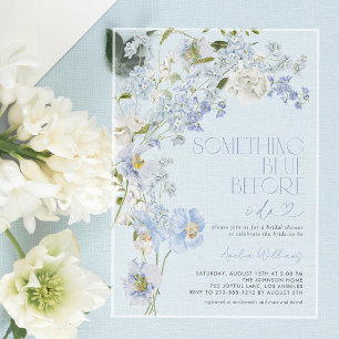 Invitaciones Acrílicas Algo Azul Antes de Hacer Floral Acuarela