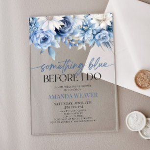Invitaciones Acrílicas Algo Azul Antes de Hacer Floral Ducha Nupcial