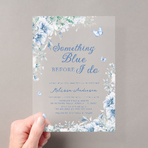 Invitaciones Acrílicas Algo Azul Antes de Mi Elegante Despedida de Solter