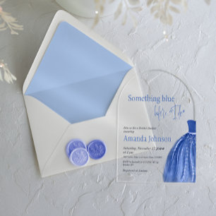 Invitaciones Acrílicas Algo Azul Antes De Vestir La Ducha De Novias