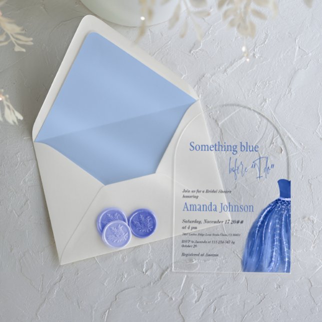 Invitaciones Acrílicas Algo Azul Antes De Vestir La Ducha De Novias (Subido por el creador)