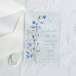 Invitaciones Acrílicas Algo Azul Fiesta de Regalo de Boda con Flores Silv