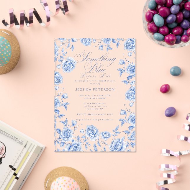 Invitaciones Acrílicas Algo de Blue Elegoiserie Chinoiserie Bridal Shower (Insitu (Celebración))
