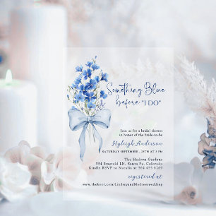 Invitaciones Acrílicas Algo de ducha azul de novia Cinta de flores silv