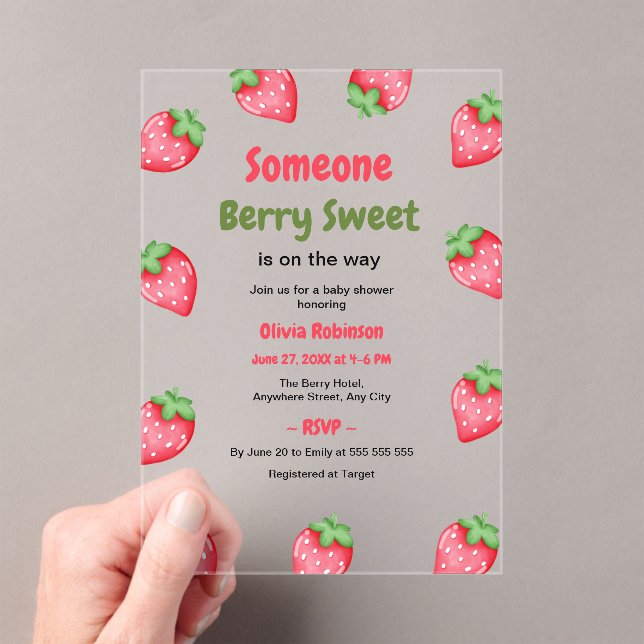 Invitaciones Acrílicas Alguien Fresa Dulce Shower de Bebé (Insitu (portátil))