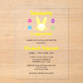 Invitaciones Acrílicas Algunbunny Está Eggsperando Fiesta de Bebé de Pasc