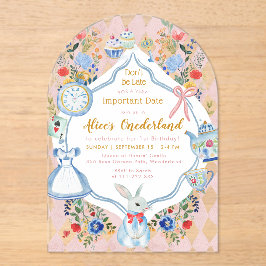 Invitaciones Acrílicas Alice in ONEderland 1st Birthday Whimsical
