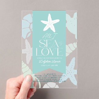 Invitaciones Acrílicas All I Sea is Love Starfish Bridal Shower