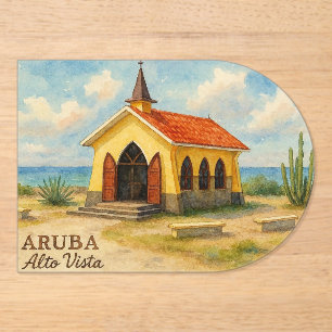 Invitaciones Acrílicas Alto Vista Aruba acuarela
