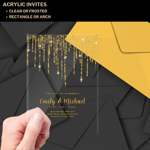 Invitaciones Acrílicas Aluminio Acrilante Transparente De Oro Elegante Ac