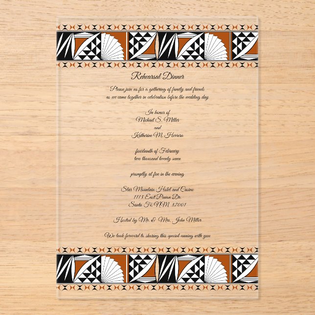 Invitaciones Acrílicas Amanecer del Suroeste (Anverso)