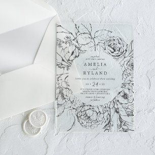 Invitaciones Acrílicas AMELIA Moderno Boda Botánico Elegante