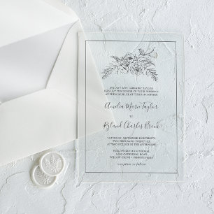 Invitaciones Acrílicas AMELIA Tradicional Floral moderna Boda de cosecha