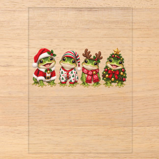 Invitaciones Acrílicas Amigos de vacaciones de rana de Navidad