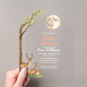 Invitaciones Acrílicas Amigos del Bosque Adorables & Lluvia de Luna Presu