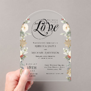 Invitaciones Acrílicas Amo a la elegante Boda de Invierno del Arco Floral