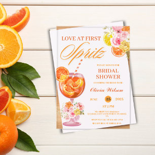 Invitaciones Acrílicas Amor a Primera Spritz Cóctel Floral para Despedida