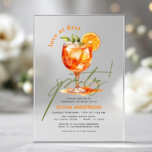 Invitaciones Acrílicas Amor a Primera Spritz Naranja Despedida de Soltera