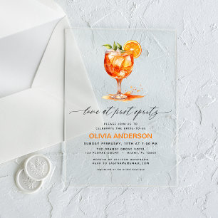 Invitaciones Acrílicas Amor a Primera Spritz Naranja Despedida de Soltera