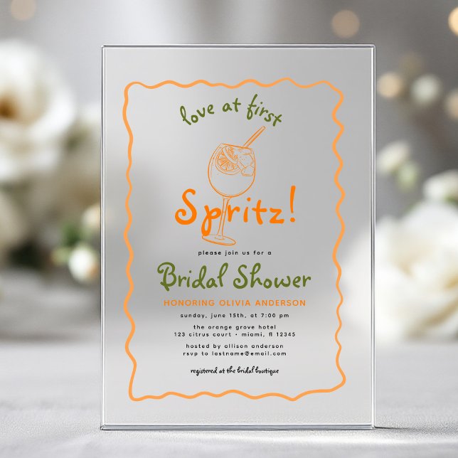 Invitaciones Acrílicas Amor caprichoso en primera ducha graciosa de novia (Subido por el creador)