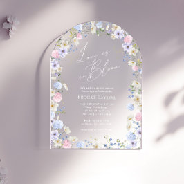 Invitaciones Acrílicas Amor En Flor Floral Rosa Morado Ducha De Novias