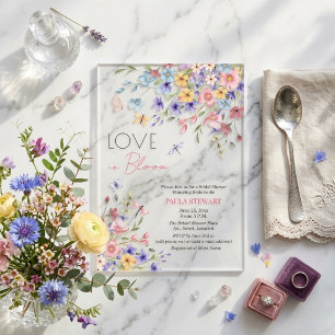 Invitaciones Acrílicas Amor en Flor Libélulas Despedida de Soltera