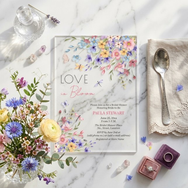 Invitaciones Acrílicas Amor en Flor Libélulas Despedida de Soltera (Subido por el creador)