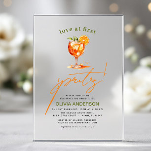Invitaciones Acrílicas Amor por primera ducha de Naranjas en Spritz