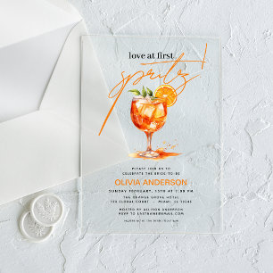 Invitaciones Acrílicas Amor por primera ducha de Naranjas en Spritz