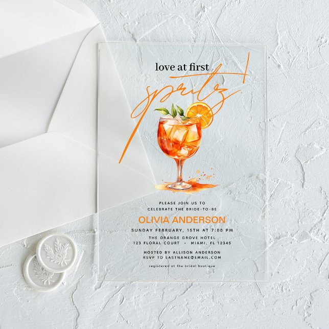 Invitaciones Acrílicas Amor por primera ducha de Naranjas en Spritz (Subido por el creador)
