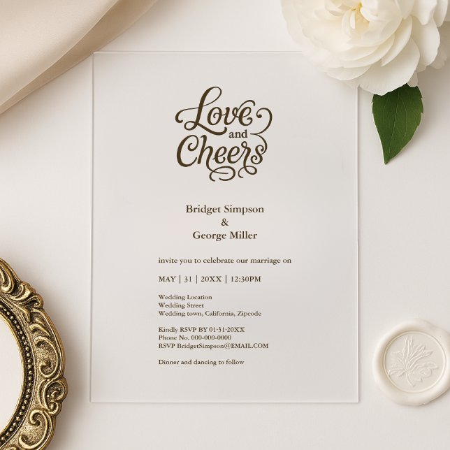 Invitaciones Acrílicas amor transparente negro y ovaciones Boda elegante (Subido por el creador)